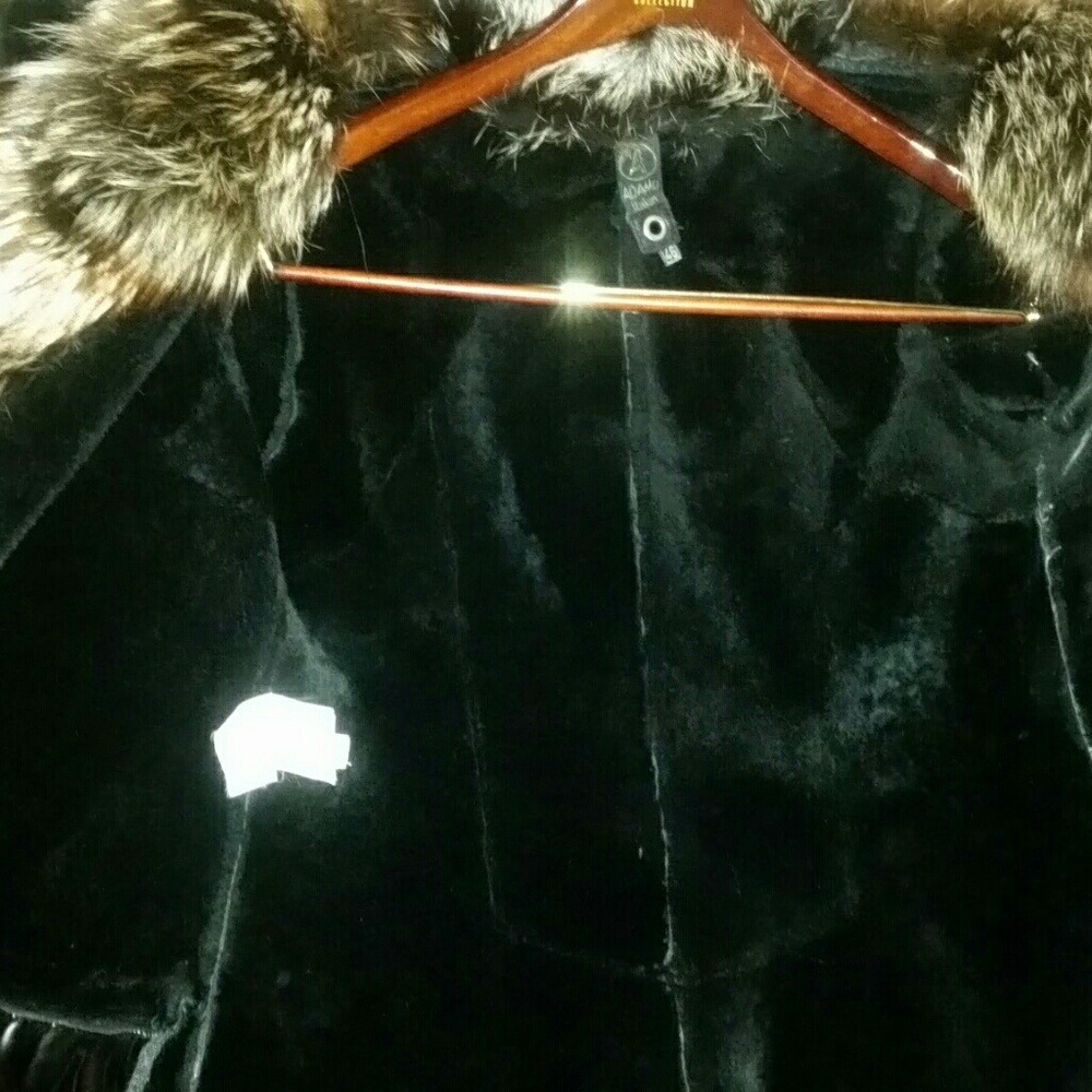😍🥰 METALLIC MERINO LEATHER SHEARLING FOX FUR COAT - Picture 6 of 8